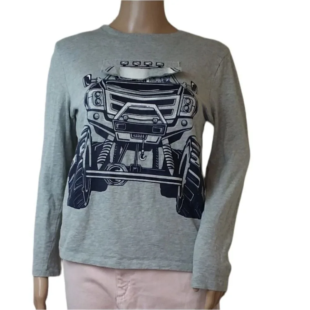 GAP Gray Monster Truck Long Sleeve Tee